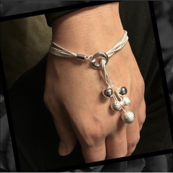 New STERLING SILVER dangling ball BRACELET - Picture 3 of 4